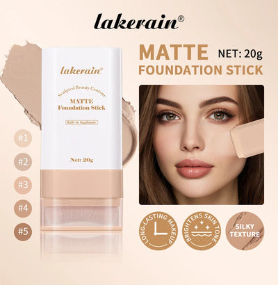 Skin Tint Foundation Stick with Brush Multi Use Matte Waterproof Long Lasting Oil Control Thin Coverage for Blemishes Concealer